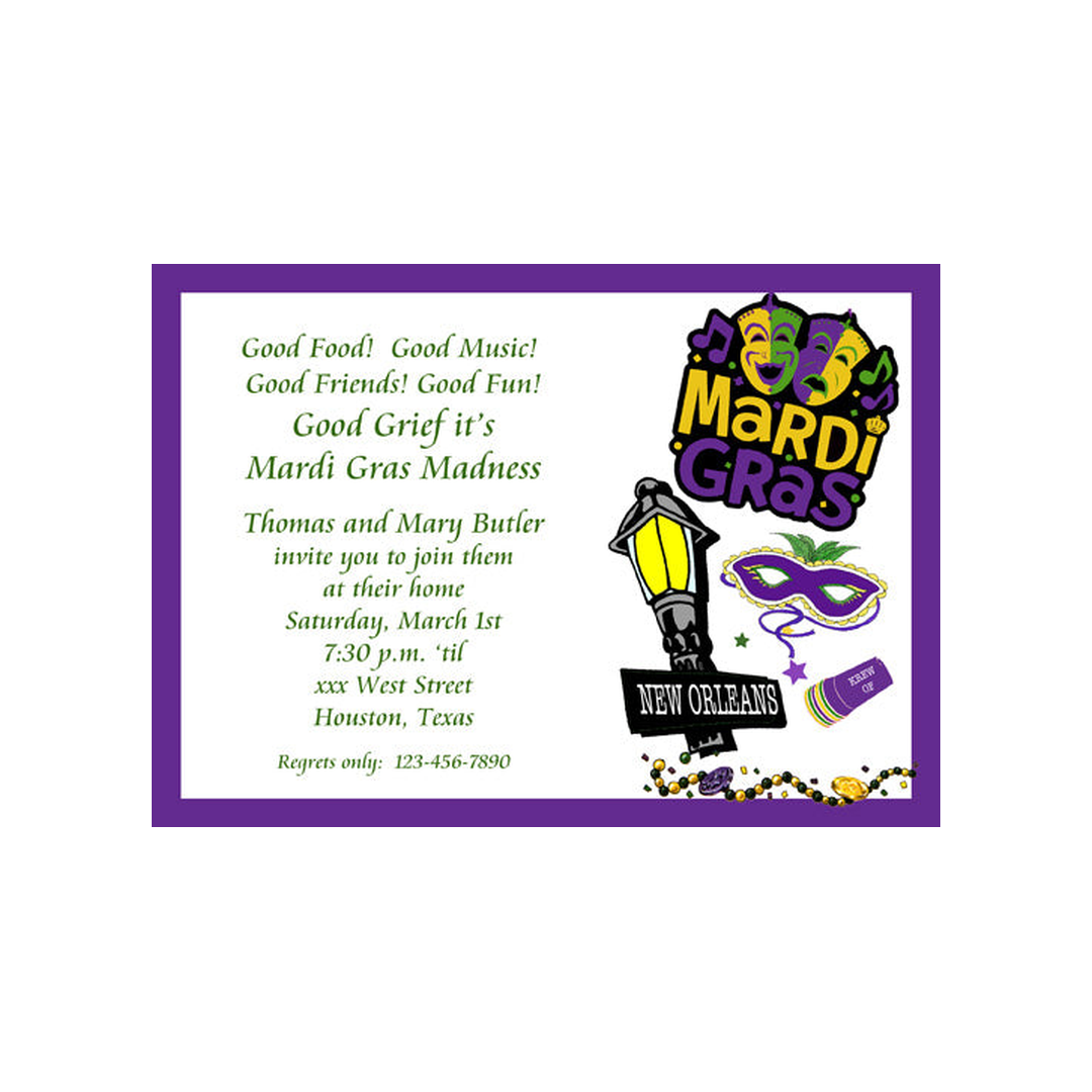 MARDI GRAS ICONS CUSTOM INVITATION