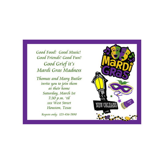 MARDI GRAS ICONS CUSTOM INVITATION
