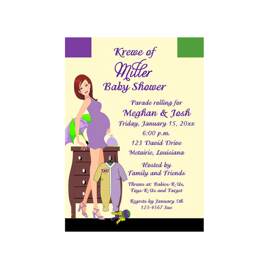 MARDI GRAS MOMMY-TO-BE CUSTOM INVITATION