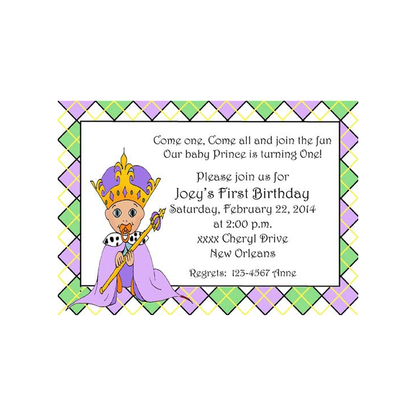 MARDI GRAS PRINCE-PRINCESS CUSTOM INVITATION