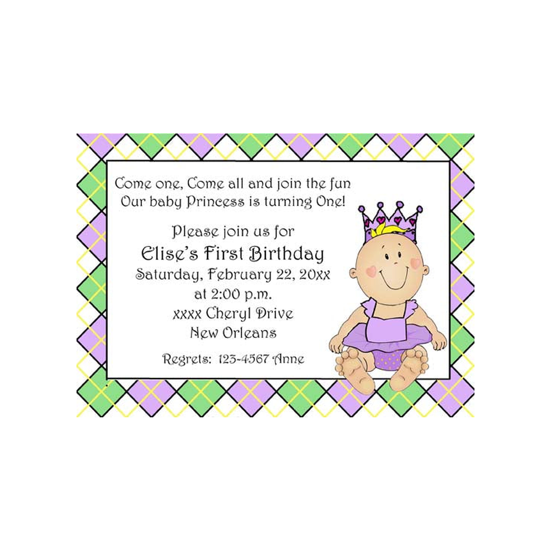 MARDI GRAS PRINCE-PRINCESS CUSTOM INVITATION