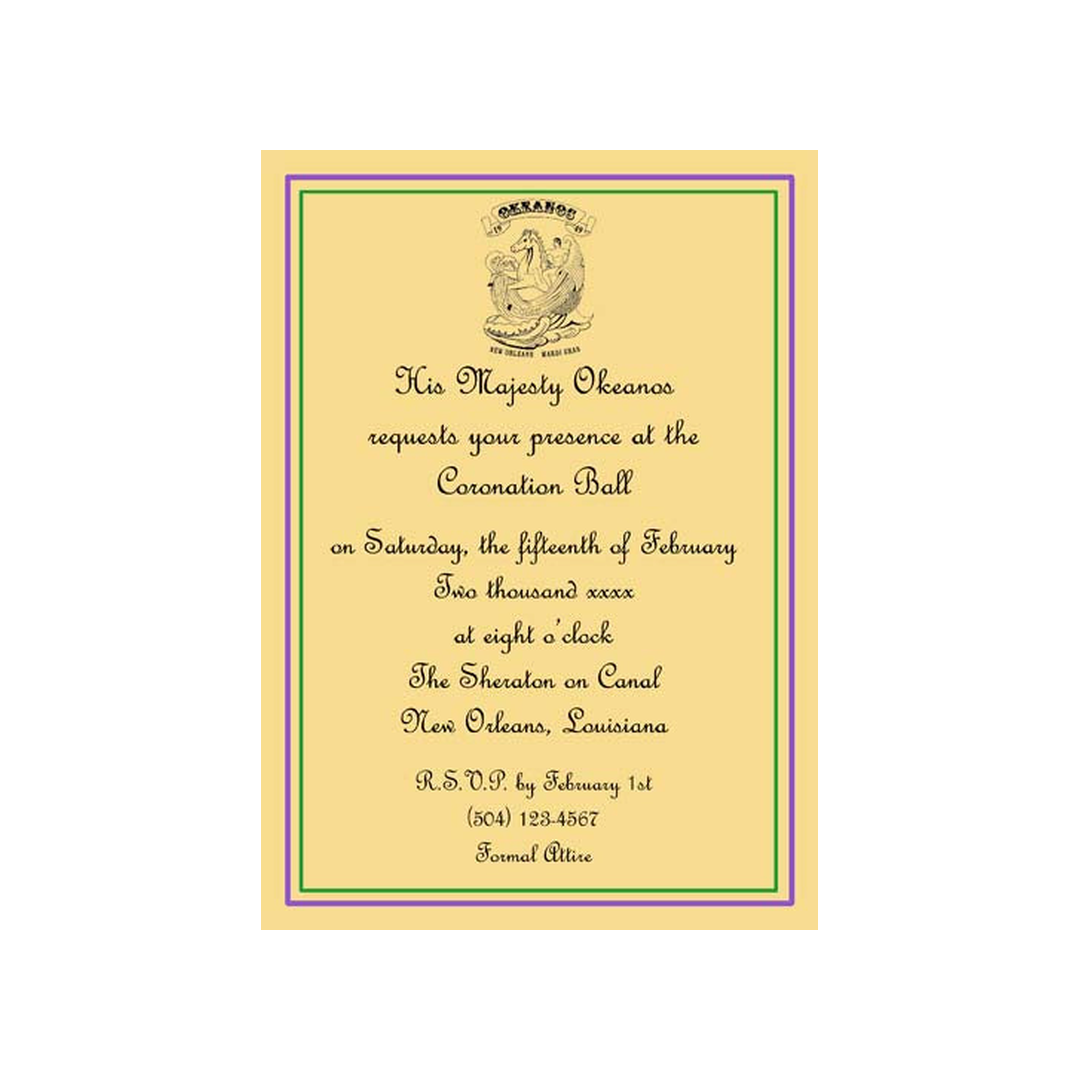 MARDI GRAS SIMPLE AND BASIC CUSTOM INVITATION