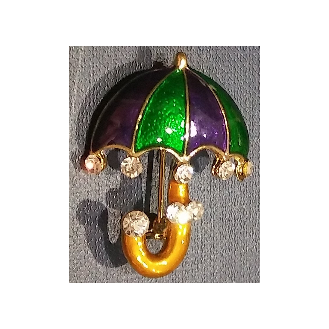 MARDI GRAS UMBRELLA BROOCH/PIN
