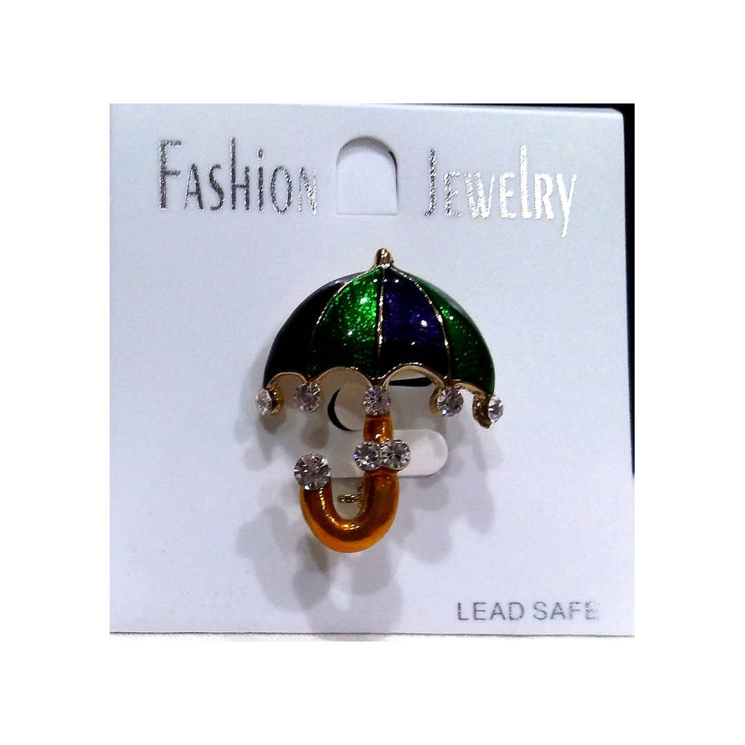 MARDI GRAS UMBRELLA BROOCH/PIN