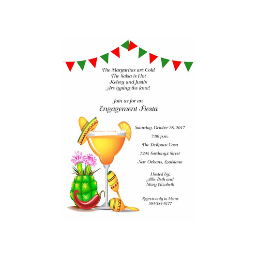 MARGARITA AND SMALL FLAGS CUSTOM INVITATION