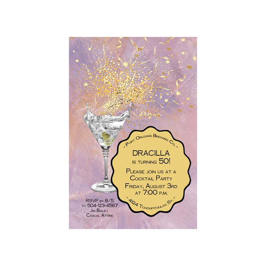 MARTINI AND CONFETTI CUSTOM INVITATION