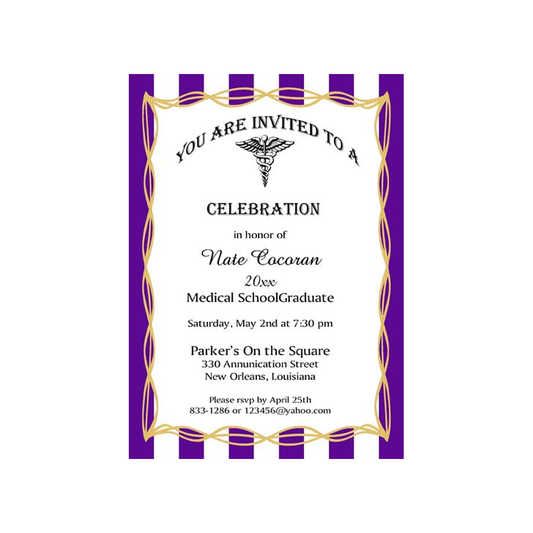 MEDICAL CADUCEUS GRADUATION CUSTOM INVITATION