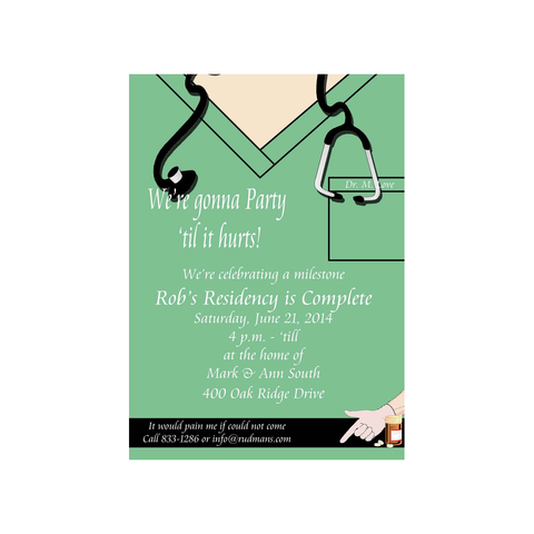 MEDICAL SCRUB GRADUATION CUSTOM INVITATION