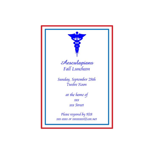 MEDICAL SYMBOL GRADUATION CUSTOM INVITATION