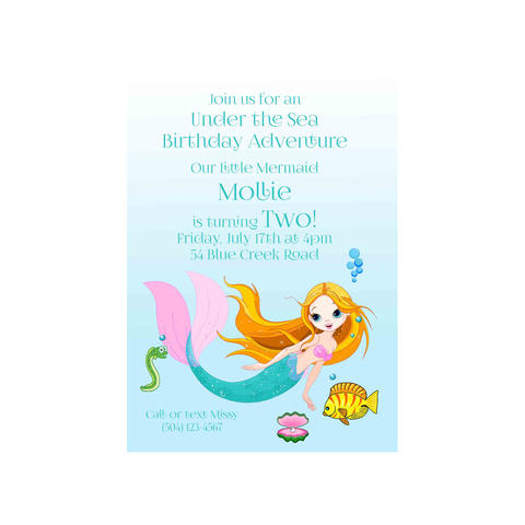 MERMAID AND FRIENDS CUSTOM INVITATION