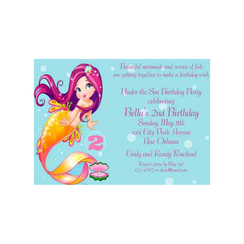 MERMAID IN THE OCEAN CUSTOM INVITATION