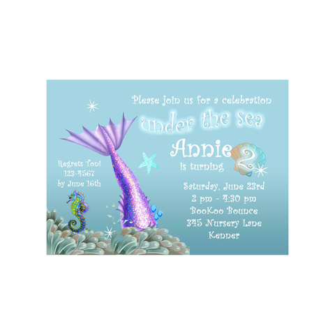 MERMAID TAIL CUSTOM INVITATION