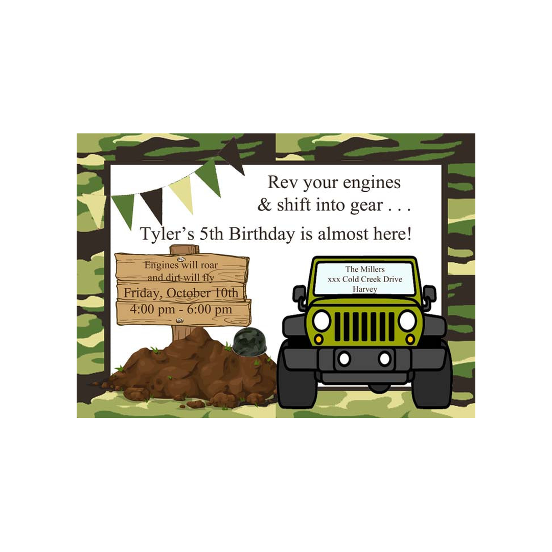 MILITARY JEEP CAMO CUSTOM INVITATION
