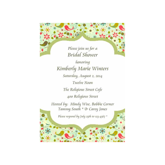 MIXED FLOWERS AND BIRDS CUSTOM INVITATION