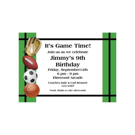 MIXED SPORTS BALLS CUSTOM INVITATION
