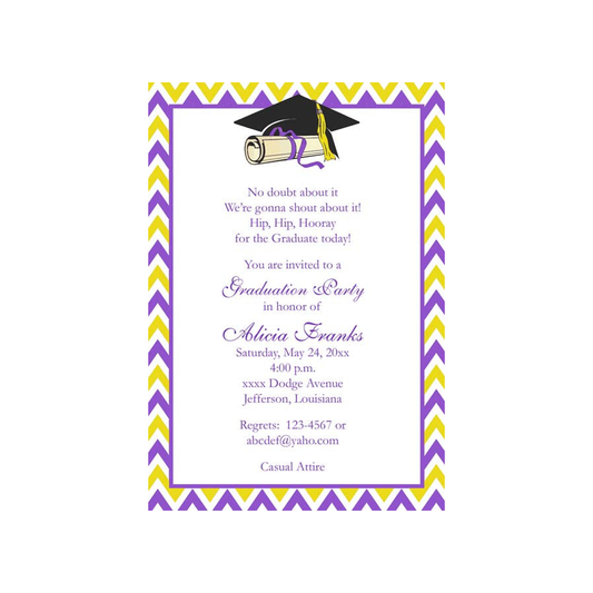 MODERN CHEVRON WITH GRADUATION CAP AND DIPLOMA CUSTOM INVITATION