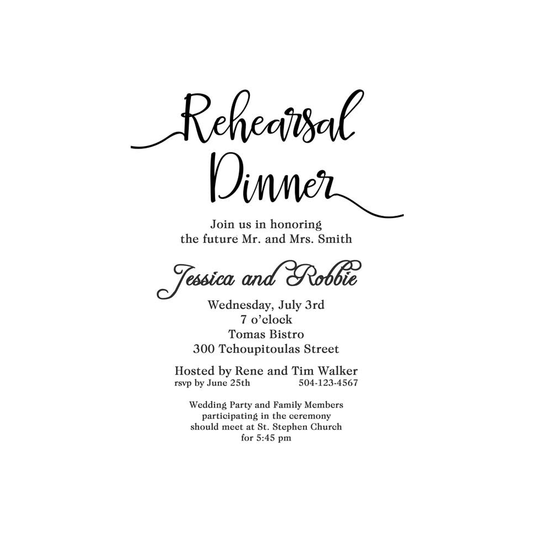 MODERN REHEARSAL LETTERING CUSTOM INVITATION