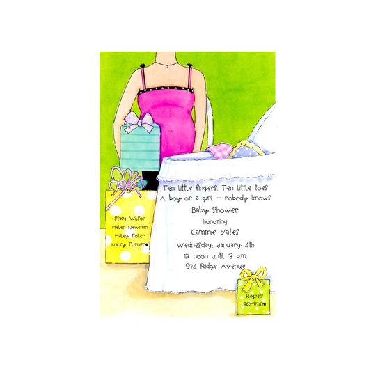 MOMMY-TO-BE BASSINET - BLANK STOCK INVITATION