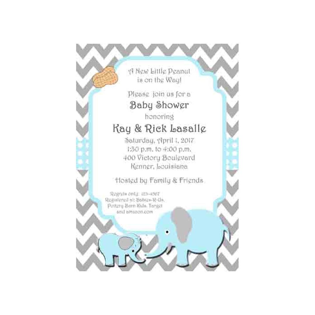 MOM AND BABY ELEPHANTS CUSTOM INVITATION