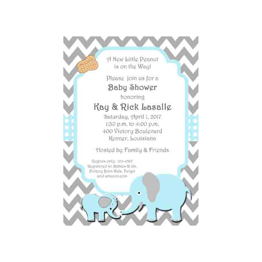 MOM AND BABY ELEPHANTS CUSTOM INVITATION