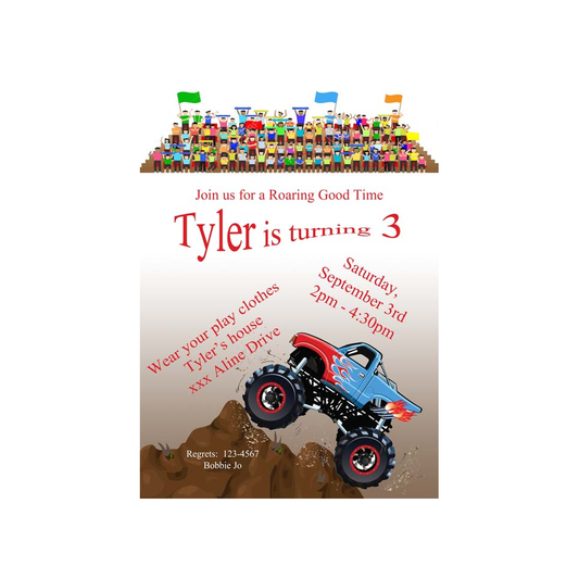MONSTER TRUCK CUSTOM INVITATION
