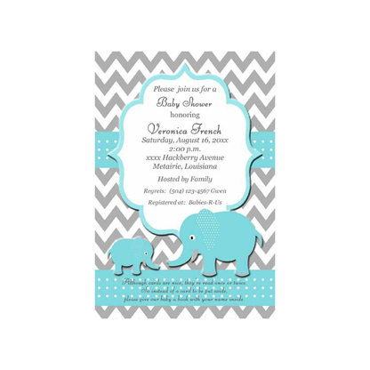 MOTHER AND BABY ELEPHANT CUSTOM INVITATION