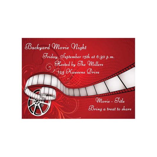 MOVIE REEL AND FILM CUSTOM INVITATION