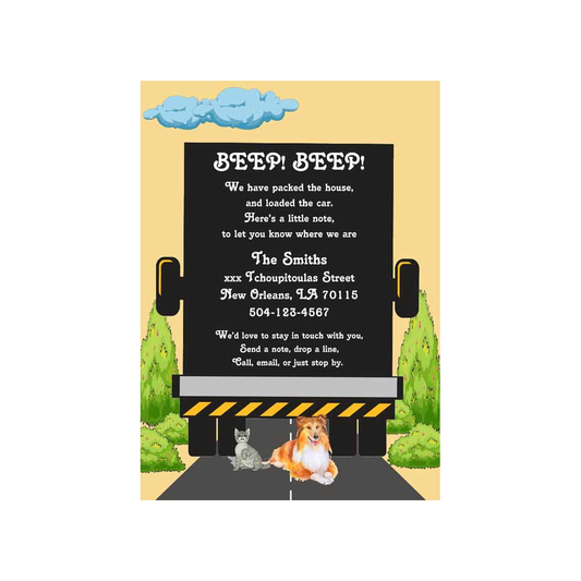 MOVING VAN CUSTOM INVITATION