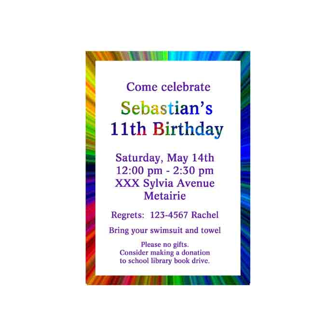 MULTI COLOR STAR BURST CUSTOM INVITATION