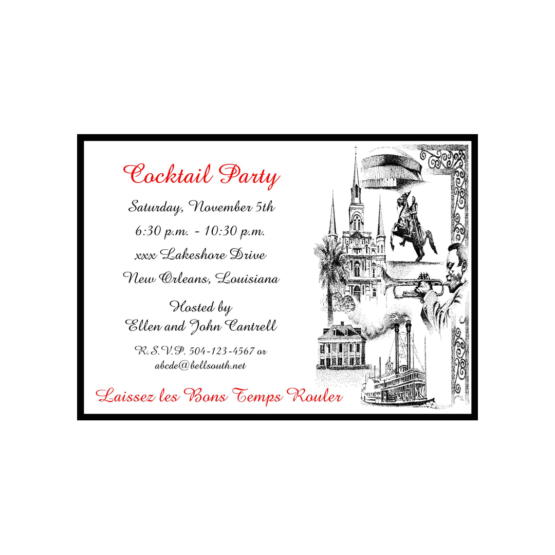 MULTI NEW ORLEANS ICONS CUSTOM INVITATION