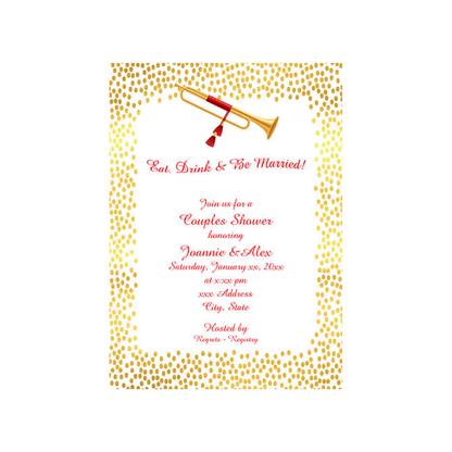 MUSICAL INSTRUMENT AND GOLD BORDER CUSTOM INVITATION