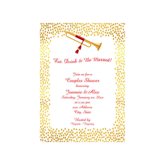 MUSICAL INSTRUMENT AND GOLD BORDER CUSTOM INVITATION