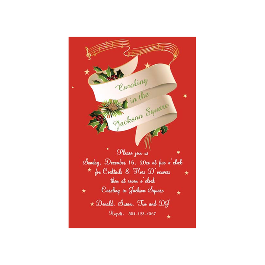 MUSIC NOTES AND RIBBONS CUSTOM INVITATION
