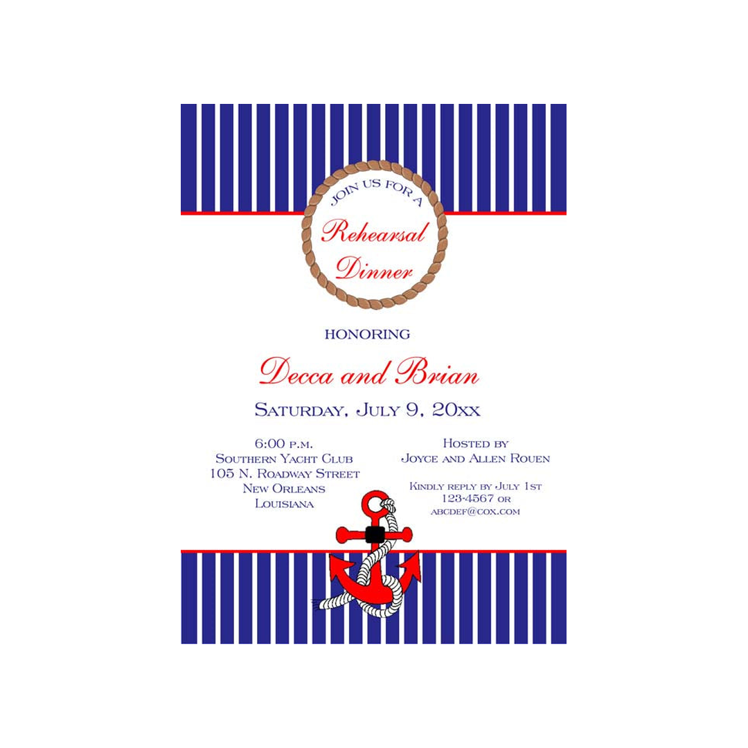 NAUTICAL ANCHORS CUSTOM INVITATION
