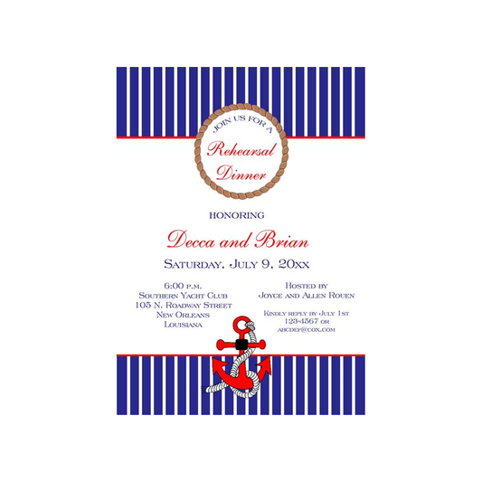 NAUTICAL ANCHORS CUSTOM INVITATION