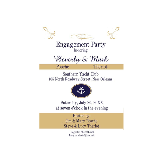 NAUTICAL ANCHOR AND BANDS CUSTOM INVITATION