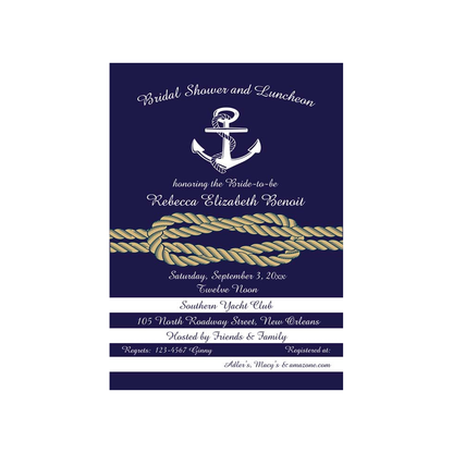 NAUTICAL ANCHOR AND ROPE CUSTOM INVITATION
