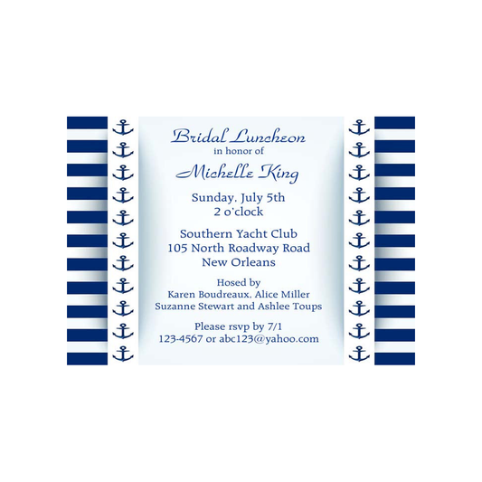 NAUTICAL ANCHOR AND ROPE CUSTOM INVITATION