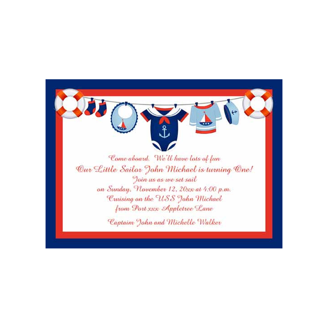 NAUTICAL CLOTHES LINE CUSTOM INVITATION