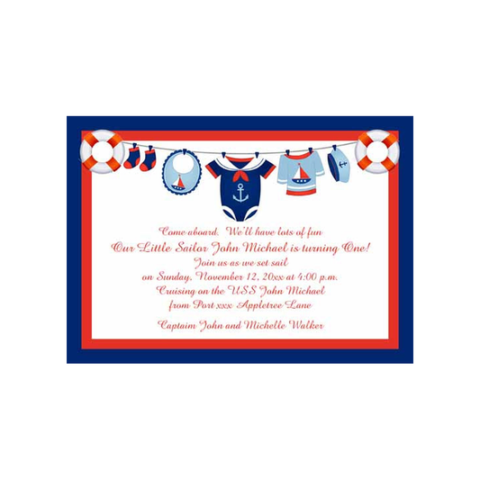 NAUTICAL CLOTHES LINE CUSTOM INVITATION