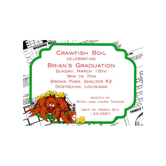 NEWS PRINT CRAWFISH CUSTOM INVITATION