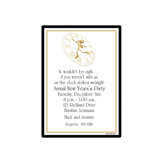 NEW YEARS CLOCK CUSTOM INVITATION