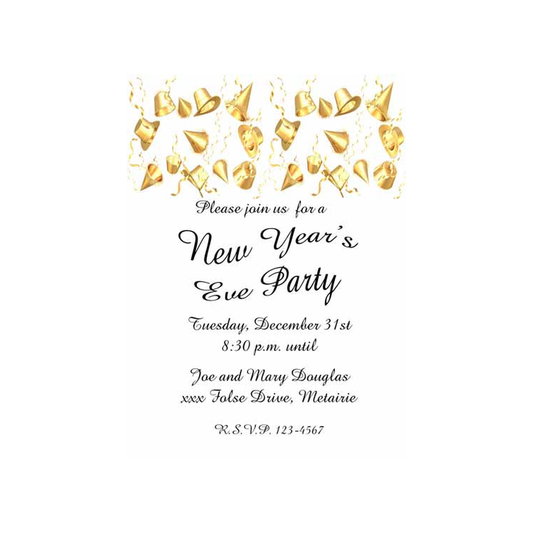 NEW YEARS GOLD PARTY HATS CUSTOM INVITATION
