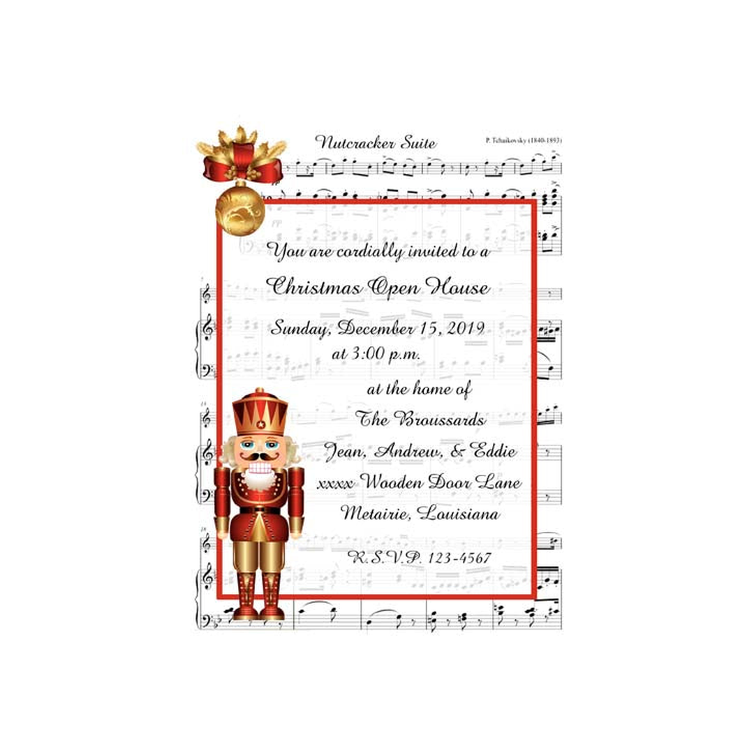 NUTCRACKER AND MUSIC SHEET CUSTOM INVITATION
