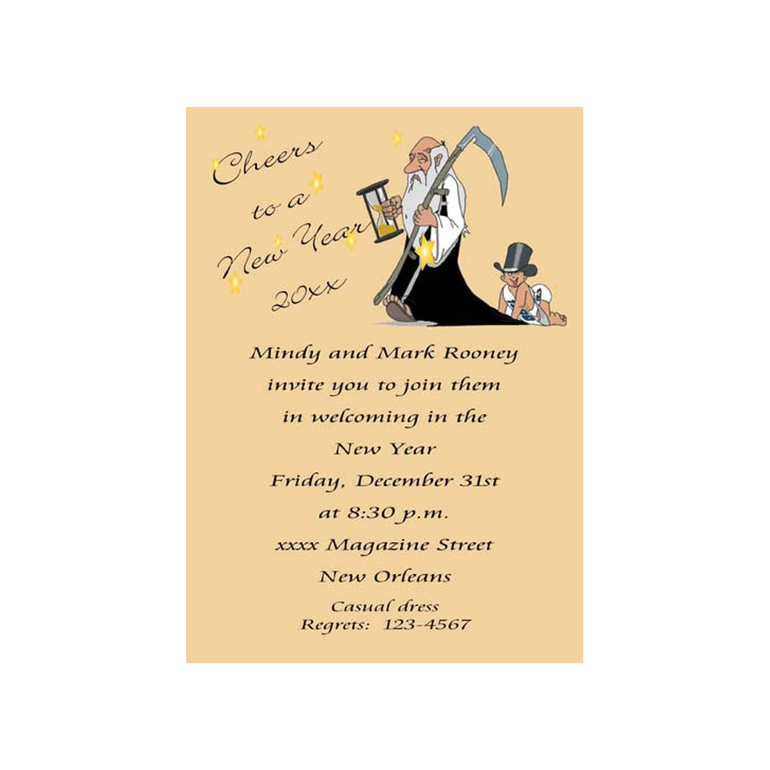 OLD MAN AND BABY NEW YEAR CUSTOM INVITATION
