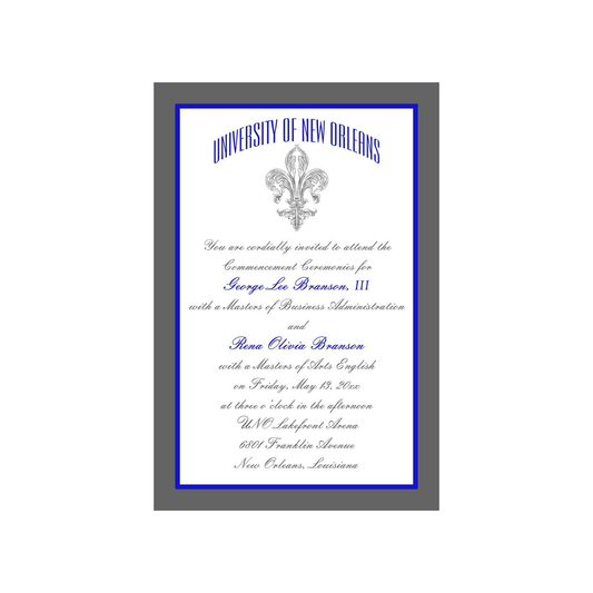 ORNATE FLEUR DE LIS IN SCHOOL COLORS CUSTOM INVITATION