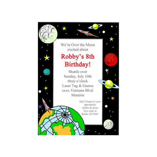 OUTER SPACE PLANETS CUSTOM INVITATION