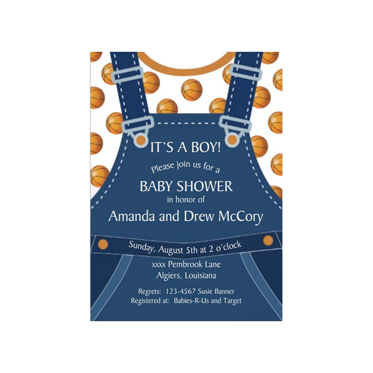 OVERALLS AND BASKETBALLS CUSTOM INVITATION