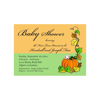 PACIFIER ON PUMPKIN WITH VINES CUSTOM INVITATION