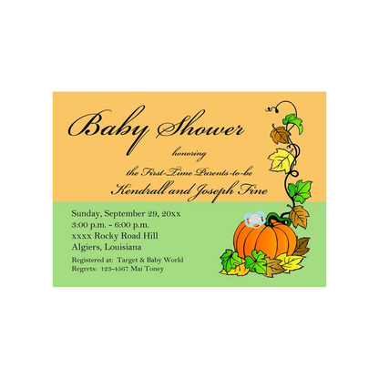 PACIFIER ON PUMPKIN WITH VINES CUSTOM INVITATION